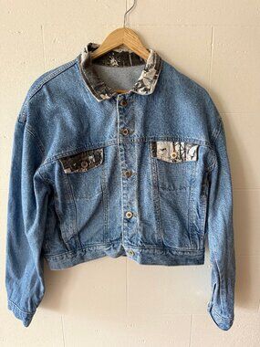Upcycled Retro Pop Culture Denim Jacket | Grunge Skater Streetwear | Medium